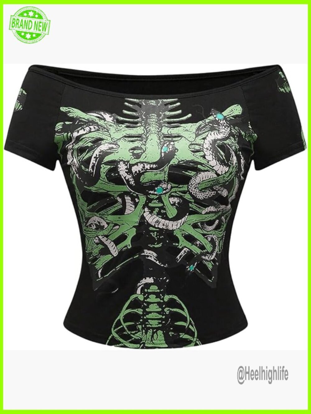Off Shoulder Y2K Grunge Graphic Crop Top Goth Tee